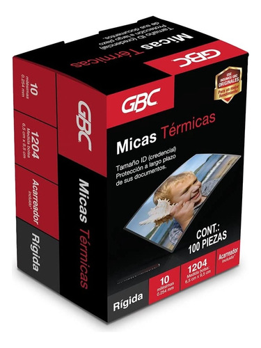 Mica Termica Gbc 1204 6.5 X 9.5 Cm 100 Piezas De 10 Milesima