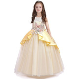 Niñas -vestido Largo De Princesa Vestido De Fiesta Elegante