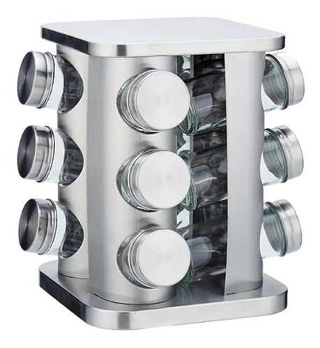 Especiero Condimentero Giratorio X12 Acero Inox Cuad O Redon