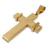 Pingente Crucifixo Cruz Grande Pai Nosso Folheado A Ouro 18k