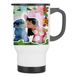 Tazon Taza Termica Lilo Y Stitch Modelo 4 Con Tapa