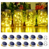 Luz Solar Led 12 Packs Mason Jars Hadas Jardín Boda