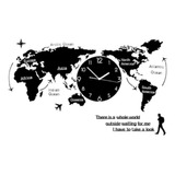 Reloj Pared 3d Luminoso Mapa Continentes Acrílico Habitación