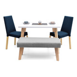 Comedor Lugo Matiz - Sillas Viena Con Butaco Tela Color Plata/ Azul