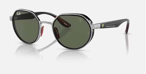 Óculos De Sol Ray-ban Rb3703-m F007/71 51 Linha Ferrari Cor Preto Cor Da Armação Prata Cor Da Haste Preto Cor Da Lente Verde Desenho Redondo