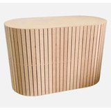 Mesa Oval Ripada Mdf Crú Decoração