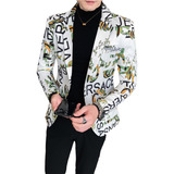 Chamarra Blazer Traje Moda De Hombre Slim Fit Con Estampado