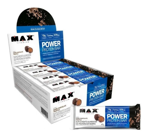 Power Protein Bar 41g Display Com 12 Unid Max Titanium Sabor Dark Chocolate Truffle