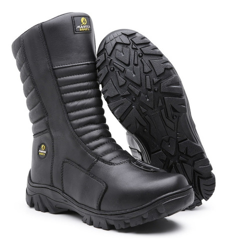 Botas Masculinas Militar Estilo Motoqueiro Impermeável Couro