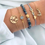 Pulseiras Feminina K Pop Bts Bracelete Dourado Banda Moda Gd