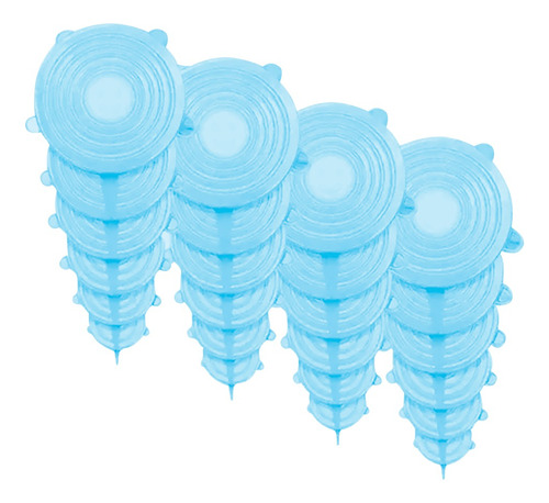 Tapas Reutilizables Herméticas De Silicona Flexible 24 Pzas Color Azul