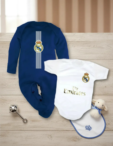 Mameluco + Pañalero Para Bebé Del Real Madrid De Algodón