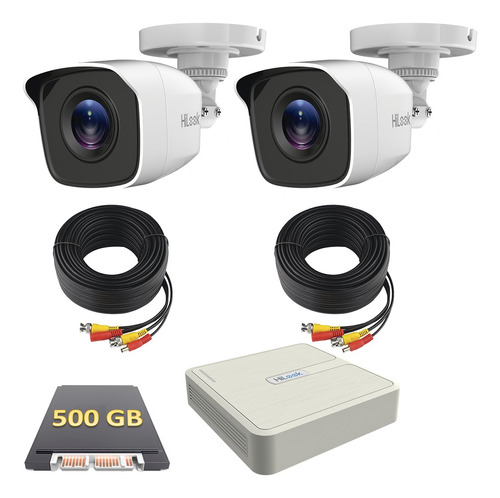 Kit Video Vigilancia 2 Cámaras 720p Cctv 500gb Sin Fuente 