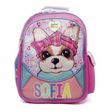 Mochila Espalda Simones Sofia 18'' Color Rosa Diseño De La Tela