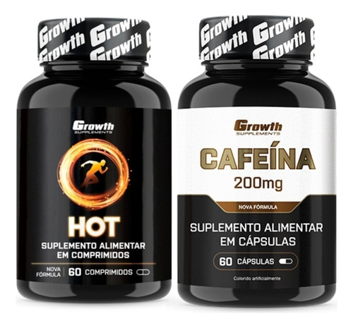 Cafeina 210mg 60 Caps + Hot Termogênico 60 Caps Growth
