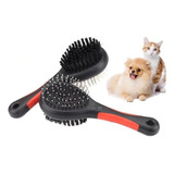 Kit 2 Escovas Dupla Com Bolinha Shitzu Spitz Alemão Pets P Cor Preto/vermelho