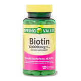 Spring Valley Biotin Softgels, Dietary Supplement 10,000 Mcg