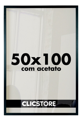  Moldura Quadro 50x100 Acetato Poster Arte Decorativo Imagem Cor Preto Liso 