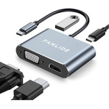 Fanlide Adaptador Usb C A Vga Hdmi, Adaptador Multipuerto Ti