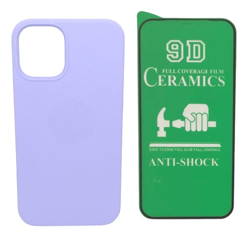 Estuche Silicone Case Para iPhone 12 Mini Y Vidrio Ceramico