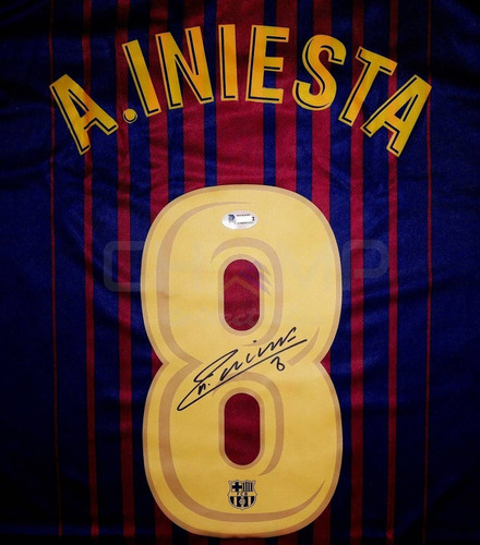 Jersey Firmado Andres Iniesta Barcelona Autografo 2017-18