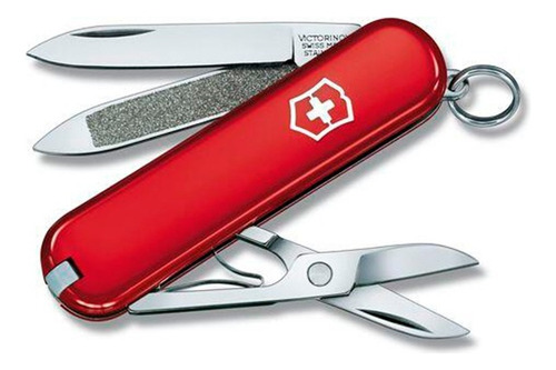 Navaja De Bolsillo Pequeña Con Tijeras Victorinox #0.6203 Color Rojo