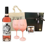 Box Vino Cordero Con Piel De Lobo Rose + 2 Copas Rosas