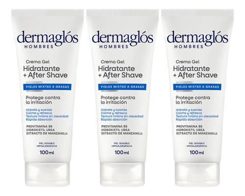 Combo X3 Dermaglos Crema Gel Hidratante + After Shave 100 Ml