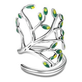 Anillo Plata Fina 925 Arbol De La Vida Verde / Todojoyas