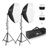 Kit De Iluminación Fotográfica Hpusn Softbox 30 X30 Con Tríp