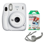 Kit Instax Mini 11 Blanca Con Cartucho 10 Pzas Y Correa Gris