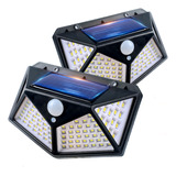 Luces Solares Exteriores 100 Led, 2 Luces Con Sensor Movimie