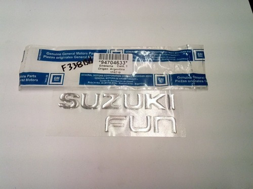 Emblema Trasero Original Plata -suzuki Fun- Fun 2007 A 2010 Foto 2