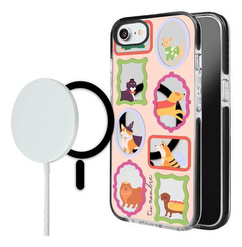 Funda Para iPhone Magsafe Mujer Cuadros Perritos Con Nombre