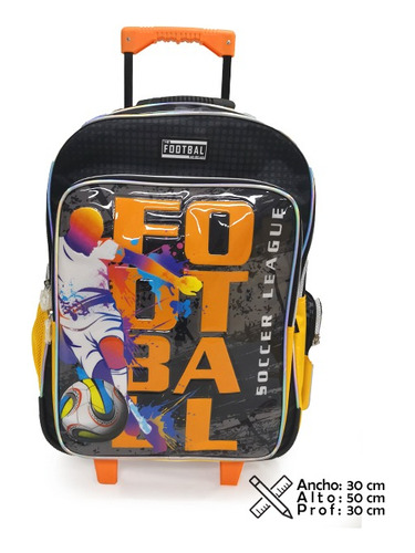 Phi Phi Mochila Football Con Carro 102452 Color Negro Con Naranja