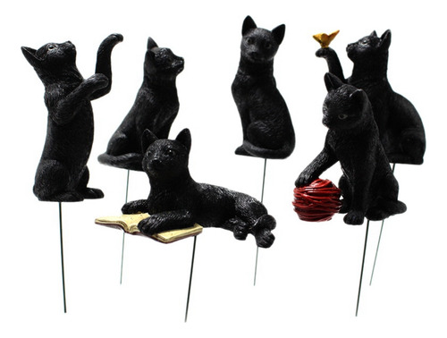6 Macetas Para Decoración De Estatuas Con Forma De Gato, Hec