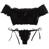 Lenceria Sexy Conjunto Sujetador Y Panty De Encaje Negro