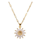 Collar De Cadena Con Dije De Girasol Chapado En Oro P/mujer