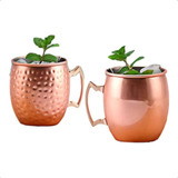 Kit 2 Canecas Moscow Mule Cobre Puro Martelada/lisa 500 Ml 