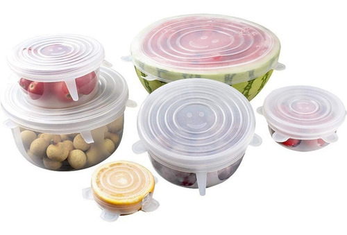 Tapa Silicona Multiuso Tapas X6 Ajustable Fruta Verdura Olla