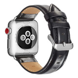 Pulseira Lisa Social Couro Genuíno Para Apple Watch Series