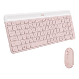 Kit Com Teclado E Mouse Sem Fio Mk470 Rosa Logitech