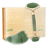 Jade Roller Set Kollio 5 En 1 Con Masajeador Facial Gua Sha