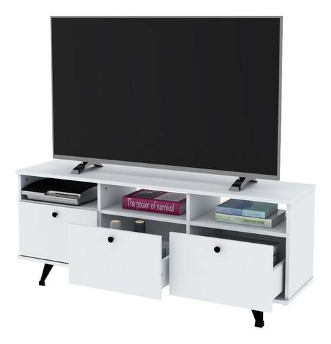 Rack Mesa Para Tv Led Centro Estant Mt5000 Color Blanco