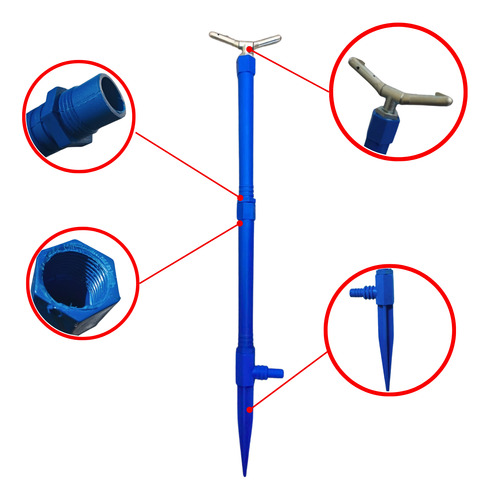 Aspersor Giratório 50cm Irrigador De Jardim Horta Roscavel