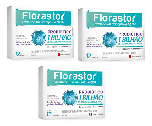 Kit Com 3 Florastor Com Lactobacillus 12cps - União Química