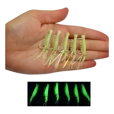 10 Isca Camarão Neon Artificial Fluorescente C\u002F Anzol | Frete grátis