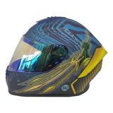 Casco Edge Integral Dc Aquaman Mate Cerrado Certificado Color Azul/amarillo Tamaño Del Casco L