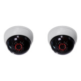 2x Indoor Security Camera Cctv Dummy Dome With Ir White