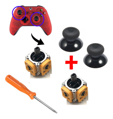 2x Análogo + 2x Capucha + Destornillador T8 Para Xbox One 